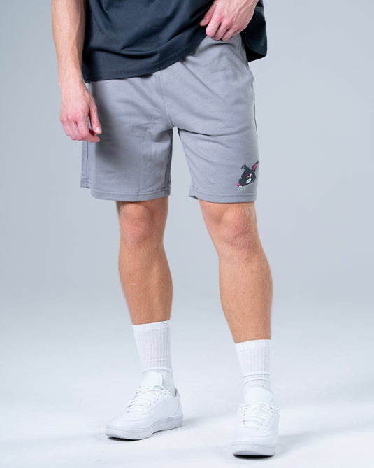 Men Oversized Cotton Shorts Grey