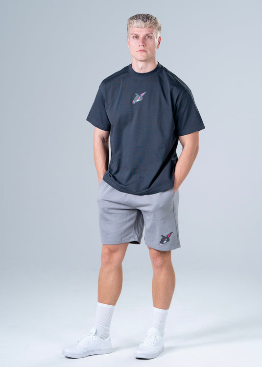 Men Oversized Cotton Shorts Grey