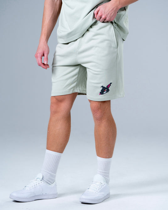 Men Oversized Cotton Shorts Mint Wave Green