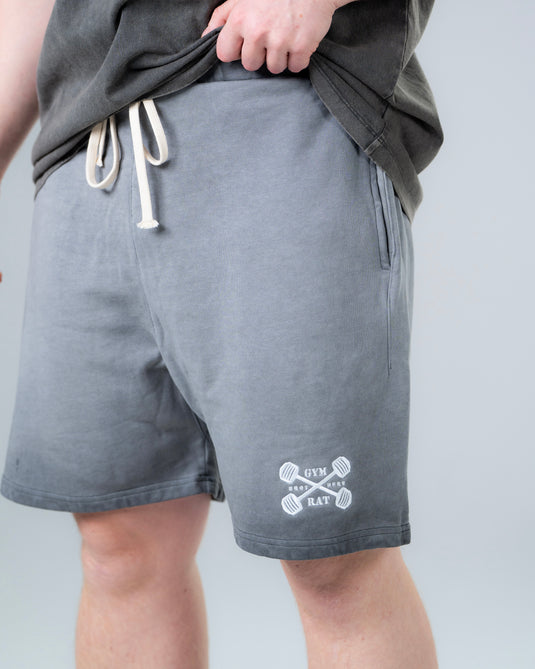 Men Oversized Heavyweight Vintage Shorts Grey