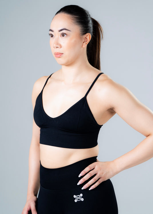 Women Seamless Knitted Classic Bra Black