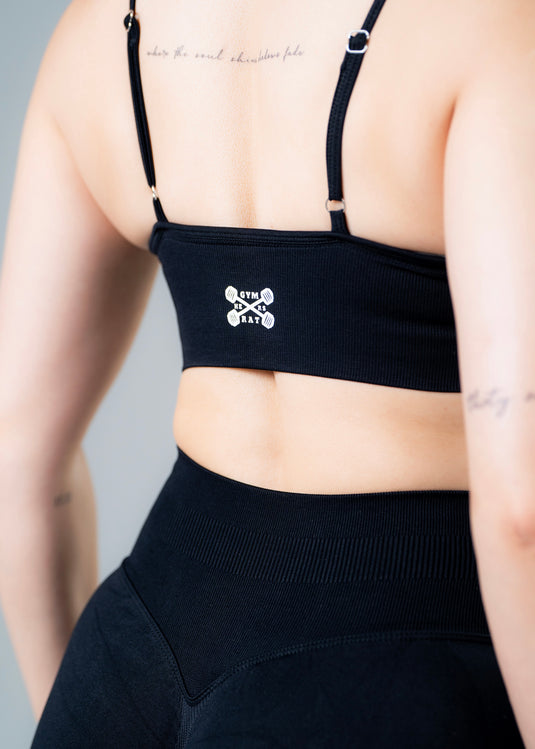 Women Seamless Knitted Classic Bra Black