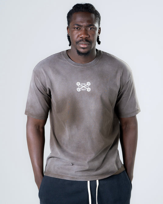 Men Oversized Heavyweight Vintage T-shirt Brown