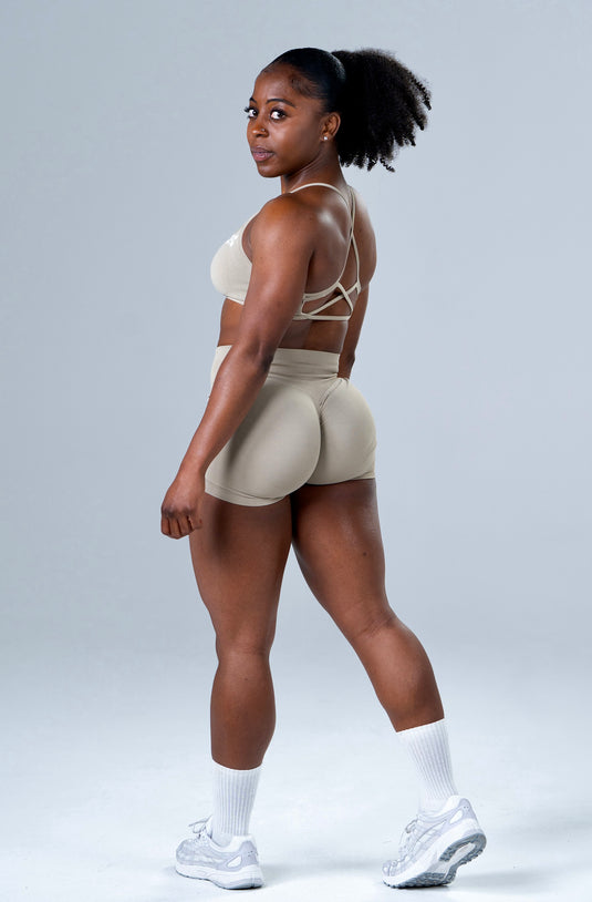 Women Scrunch Butt Lift Shorts Beige