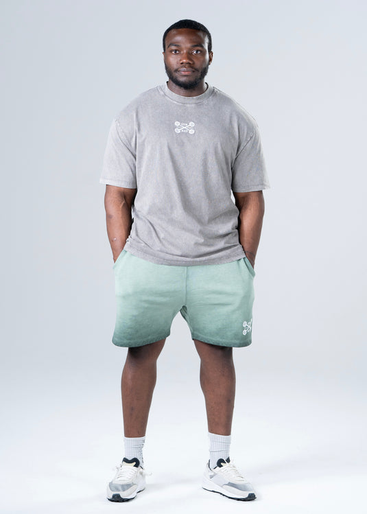 Men Oversized Heavyweight Vintage Printed T-shirt Light Gray