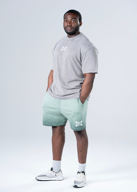 Men Oversized Heavyweight Vintage Printed T-shirt Light Gray