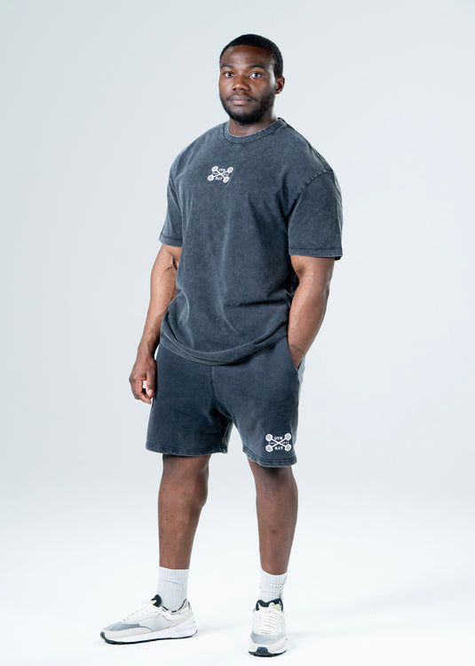 Men Oversized Heavyweight Vintage Shorts Black