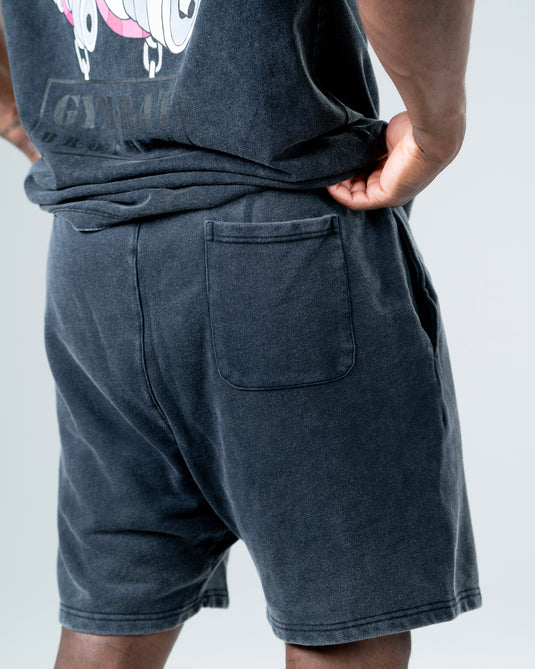 Men Oversized Heavyweight Vintage Shorts Black