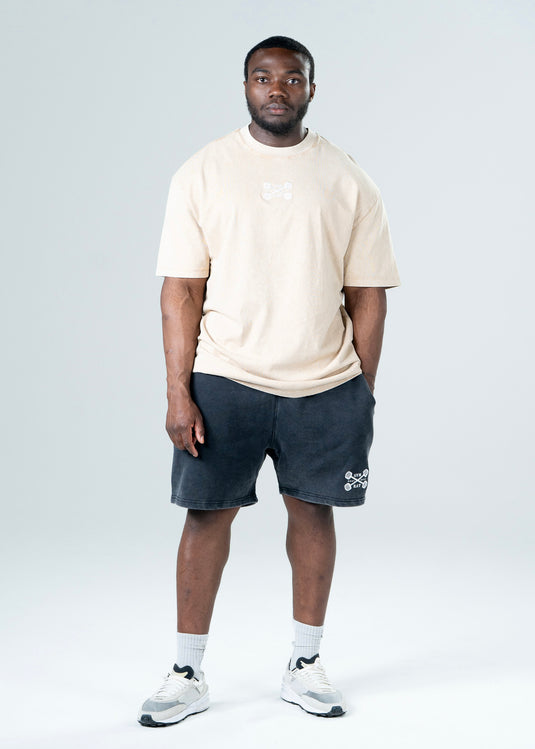 Men Oversized Heavyweight Vintage Printed T-shirt Khaki