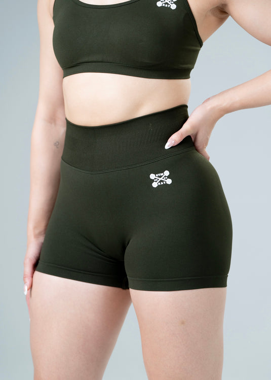 Women Scrunch Butt Lift Shorts Army Green