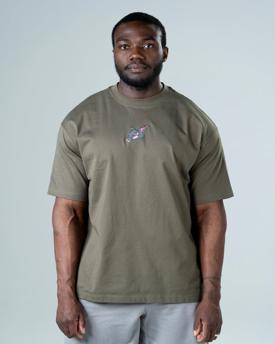 Men Oversized Cotton T-Shirt Army Green