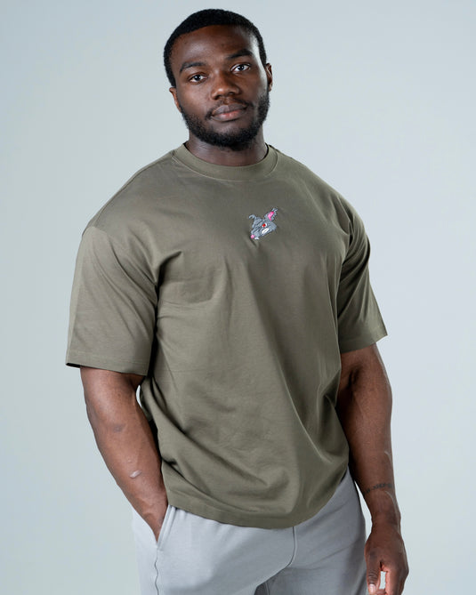Men Oversized Cotton T-Shirt Army Green