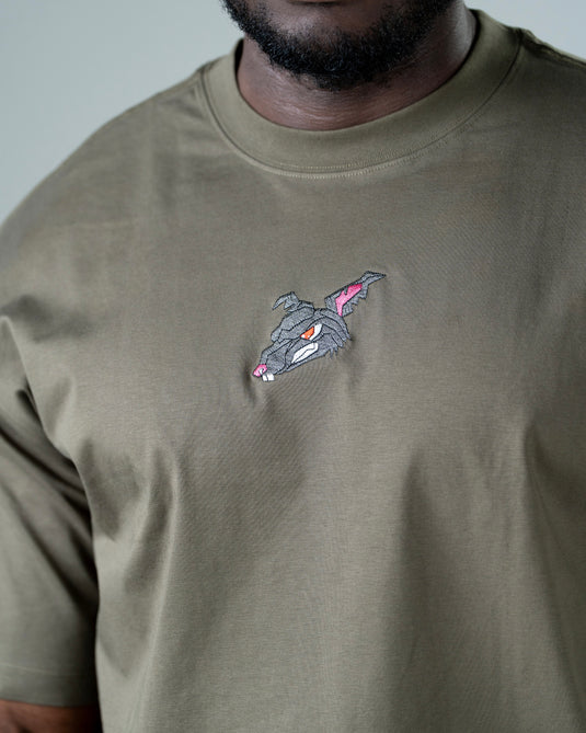 Men Oversized Cotton T-Shirt Army Green