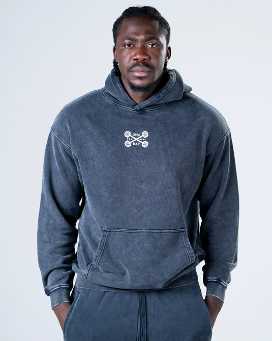 Men Oversized Heavyweight Vintage Hoodie Dark Gray