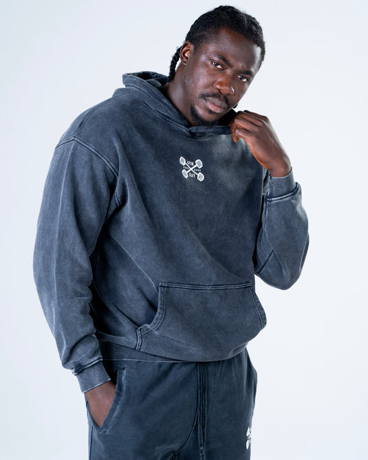 Men Oversized Heavyweight Vintage Hoodie Dark Gray