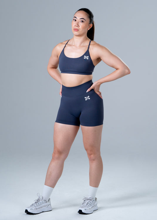 Women Seamless Knitted Cross-Back Bra Grey