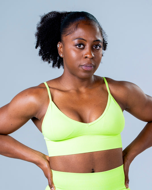 Women Seamless Knitted Classic Bra Volt Green