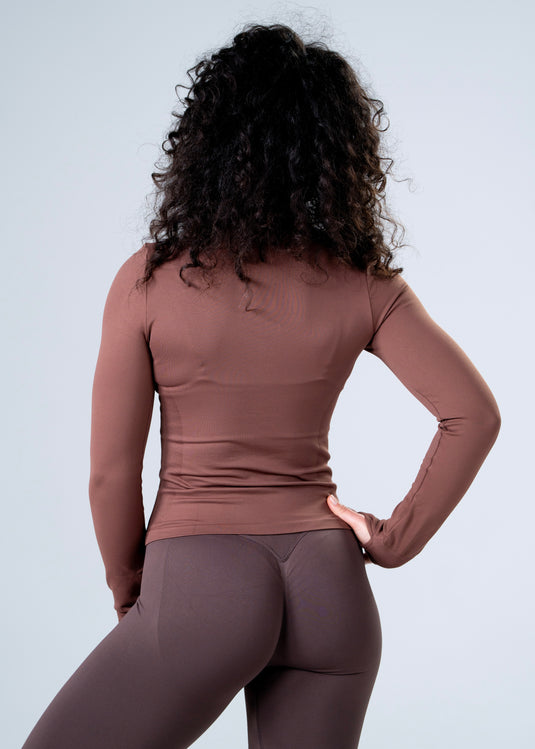 Women Perfomance Seamless Jacket Brown