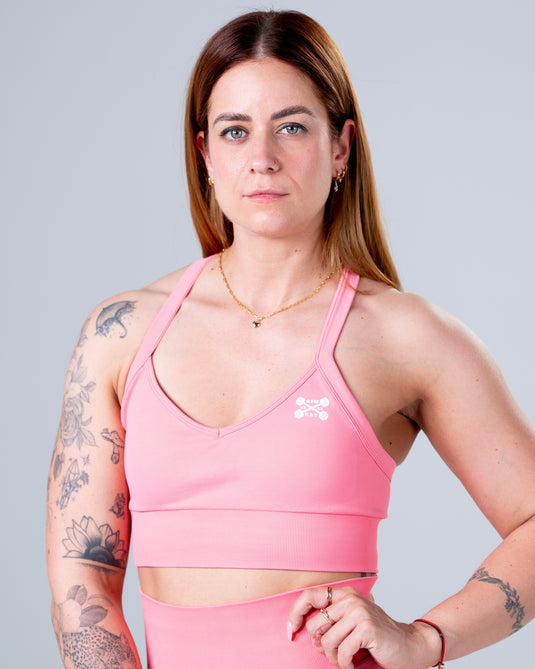 Women Seamless Sculpt Cross Bra Pink