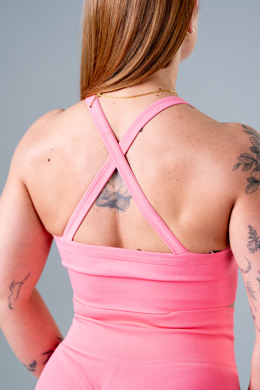 Women Seamless Sculpt Cross Bra Pink
