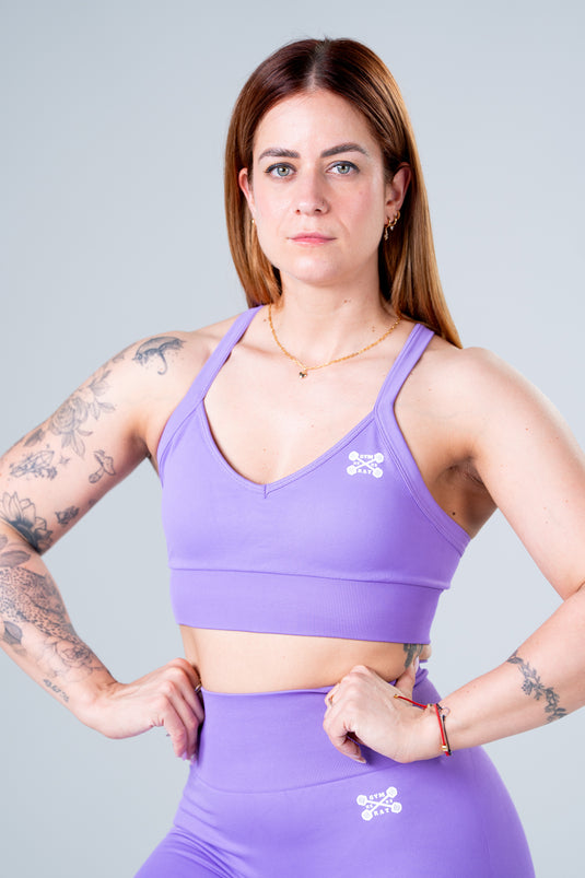 Women Seamless Sculpt Cross Bra Purple