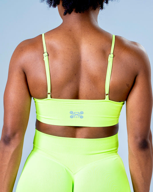 Women Seamless Knitted Classic Bra Volt Green