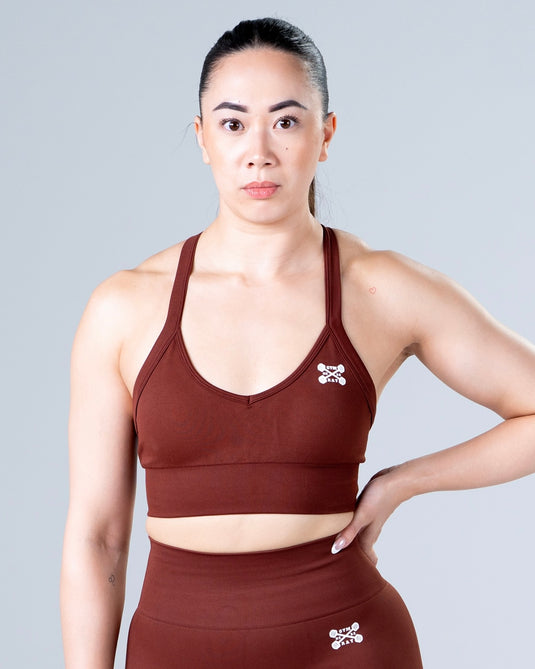 Women Seamless Sculpt Cross Bra Brown
