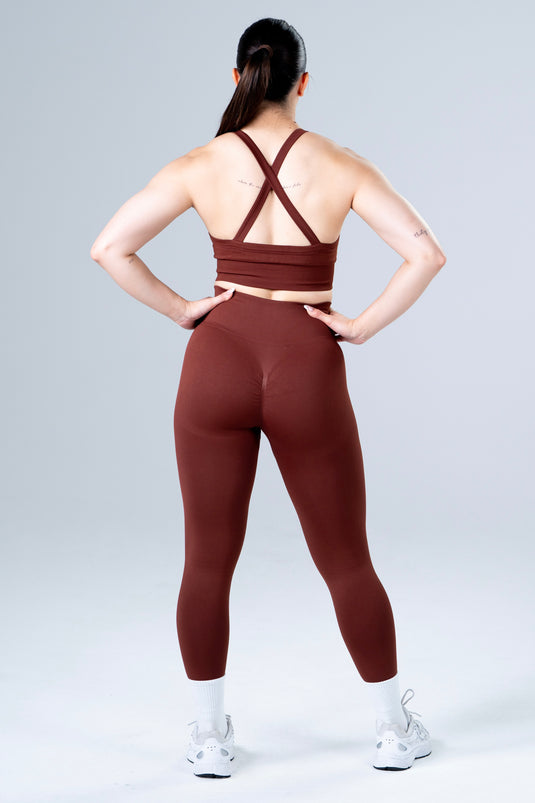 Women Seamless Sculpt Scrunch Leggings Brown