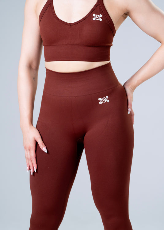 Women Seamless Sculpt Scrunch Leggings Brown