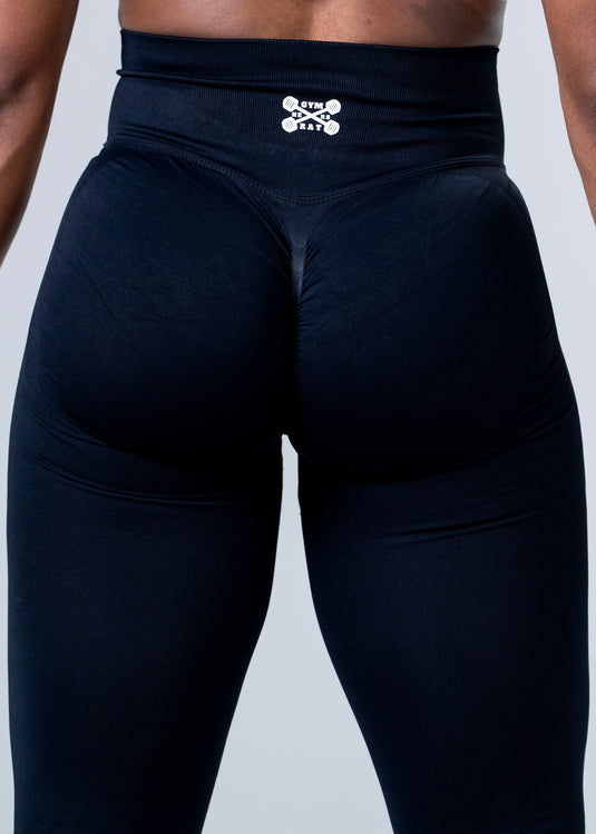 Women Seamless High-Waist Scrunch Leggings Black