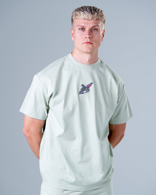 Men Oversized Cotton T-Shirt Mint Wave Green