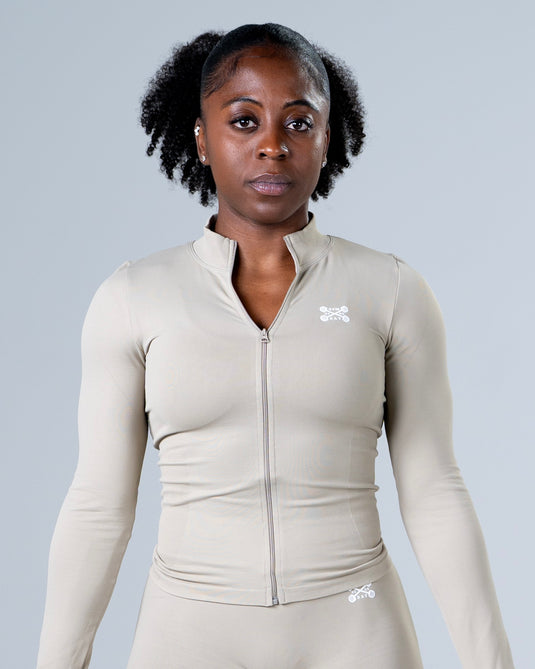 Women Perfomance Seamless Jacket Beige
