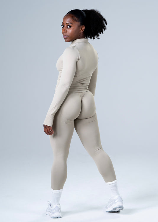 Women Perfomance Seamless Jacket Beige