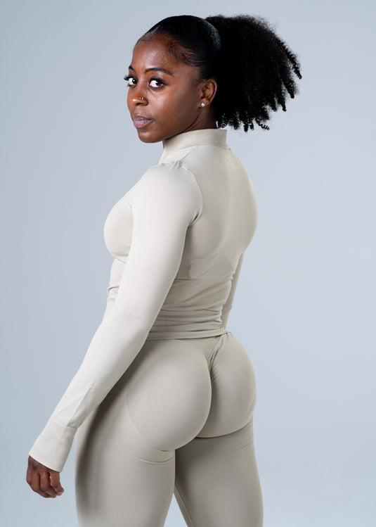 Women Perfomance Seamless Jacket Beige