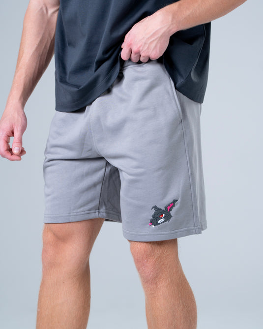 Men Oversized Cotton Shorts Grey