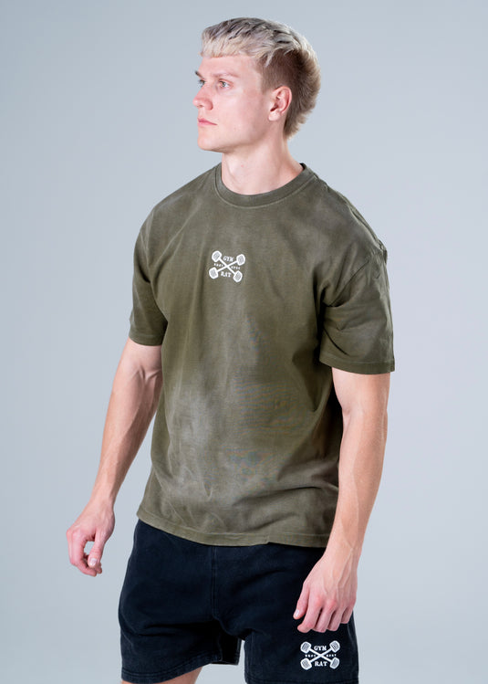 Men Oversized Heavyweight Vintage T-shirt Army Green