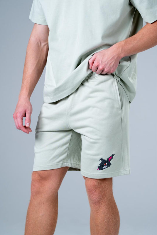 Men Oversized Cotton Shorts Mint Wave Green