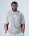 Men Oversized Heavyweight Vintage Printed T-shirt Light Gray