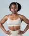 Women Seamless Knitted Cross-Back Bra Beige