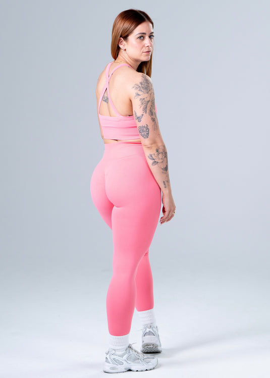 Women Seamless Sculpt Cross Bra Pink