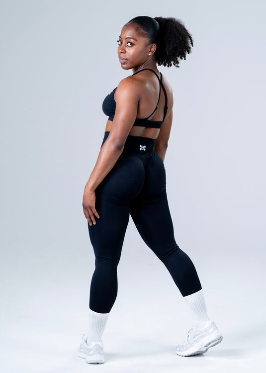 Women Seamless High-Waist Scrunch Leggings Black